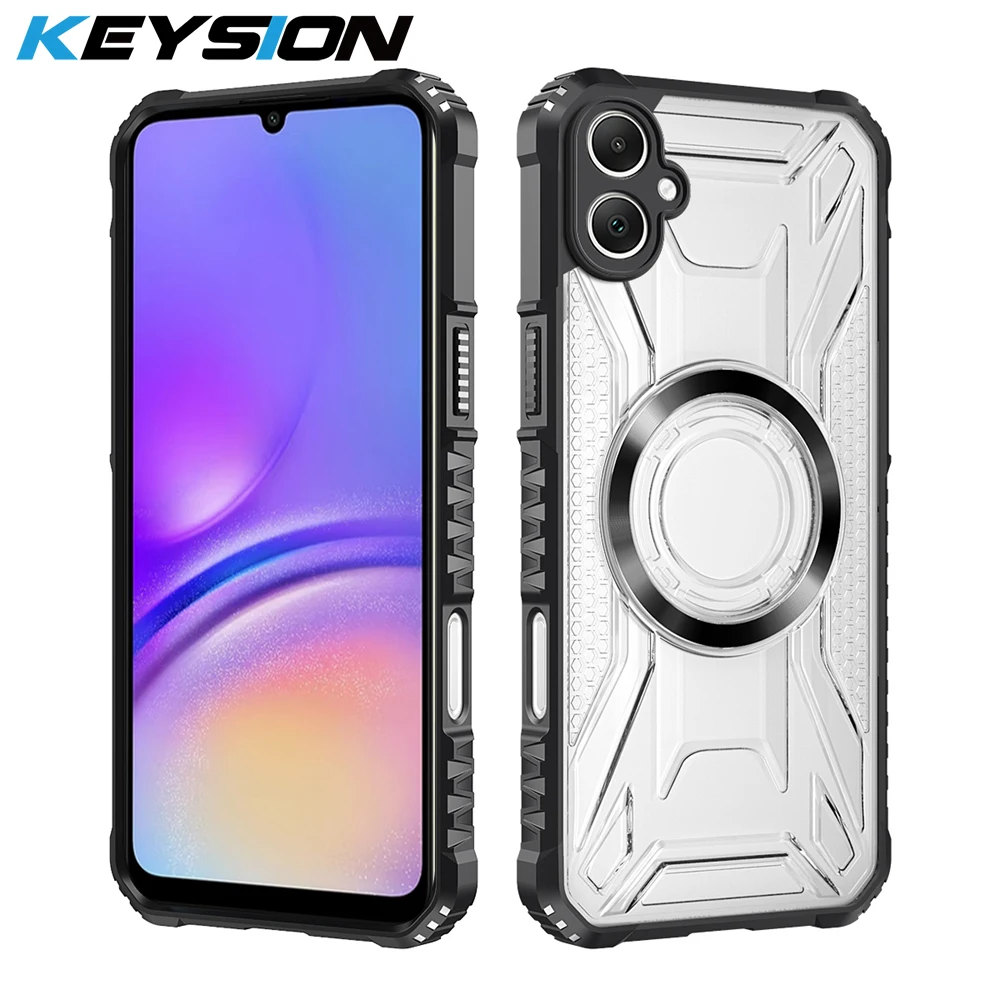 

KEYSION Transparent Magnetic Case for Samsung A07 4G Soft Silicone+PC Heavy Duty Shockproof Phone Back Cover for Galaxy A07 4G