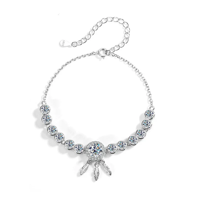 

ZFSILVER модный классический s925 серебряный цвет D муассанит модный висячий браслет с листьями подвески женские аксессуары ювелирные изделия подарок QCS010