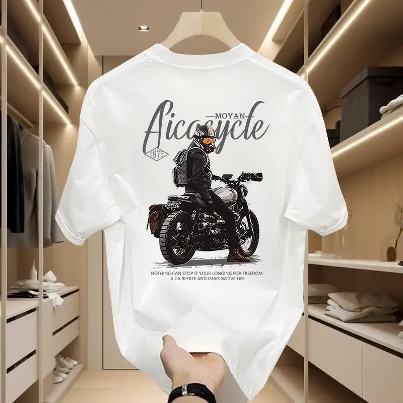 

Yamaha Genuine Cotton Short-sleeved T-shirt Men's Summer New American Locomotive Tide Brand Printed Ins Loose High-end Top