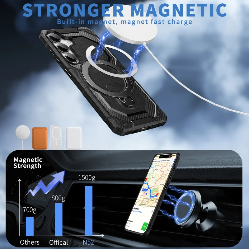 Para Magsafe Magnético 360 °   Soporte giratorio de Metal para coche, funda de teléfono con armadura de Color sólido para Samsung S25 Ultra S23 S22 S24 Ultra Plus