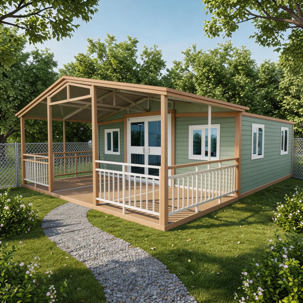 High Quality Expandable Folding Container House Waterproof Windproof Insulated Prefab Mobile House With Terrace And Gable Roof