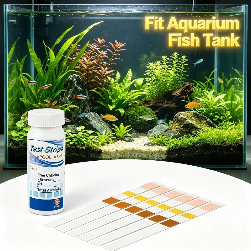 Hot Sell 3 In 1 Water Test Strips For Pool SPA Fish Tank Fast Read Chlorine PH Alkalinity Moisture Resistant Testing Kit（50PCS）