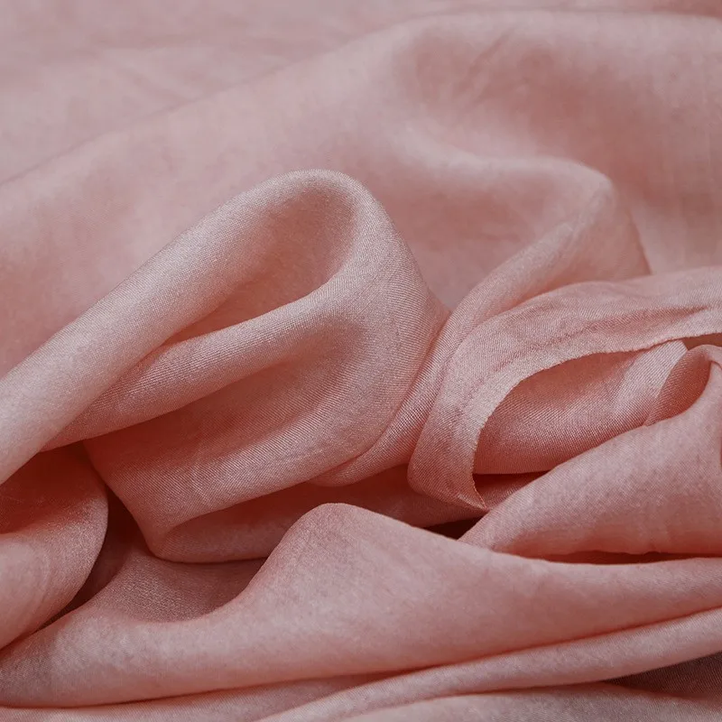 

12MM natural silk tussah dirt-dyed and stir-fried fabric spring summer thin transparent artistic style clothing design