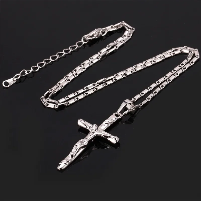 U7 Jesus Cross Goddess Necklace & Pendant Women Christmas Gifts Silver Color Catholic Christian Jewelry QC24