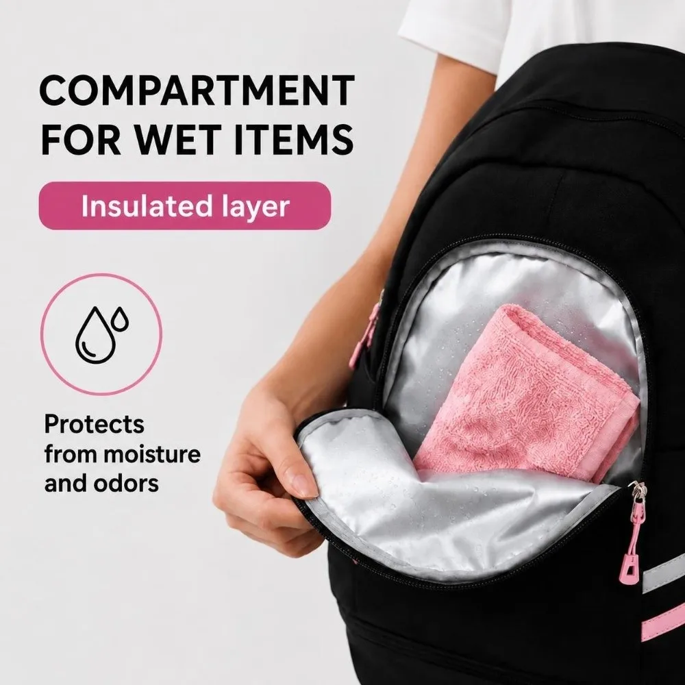 Dry-wet Separation Gym Backpack Reflective Strip Design with Shoe Compartment Sports Backpack Foldable Large Capacity