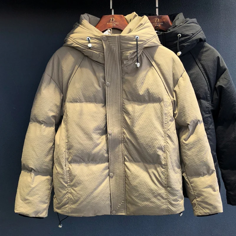 شتاء جديد الرجال مقنعين أسفل سترة، الراقية أزياء العصرية العلامة التجارية عارضة بسيطة بلون معطف دافئ