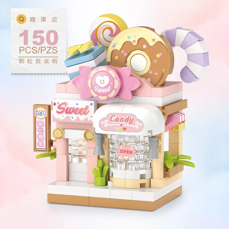 ชุดตัวต่อบล็อกร้านอาหาร ของหวาน กาแฟ สัตว์เลี้ยง ร้านขายผลไม้ วิวถนน อาหาร บ้าน ของเล่นเด็กผู้หญิง ของเล่นเด็กผู้ชาย ของขวัญสำหรับเด็ก