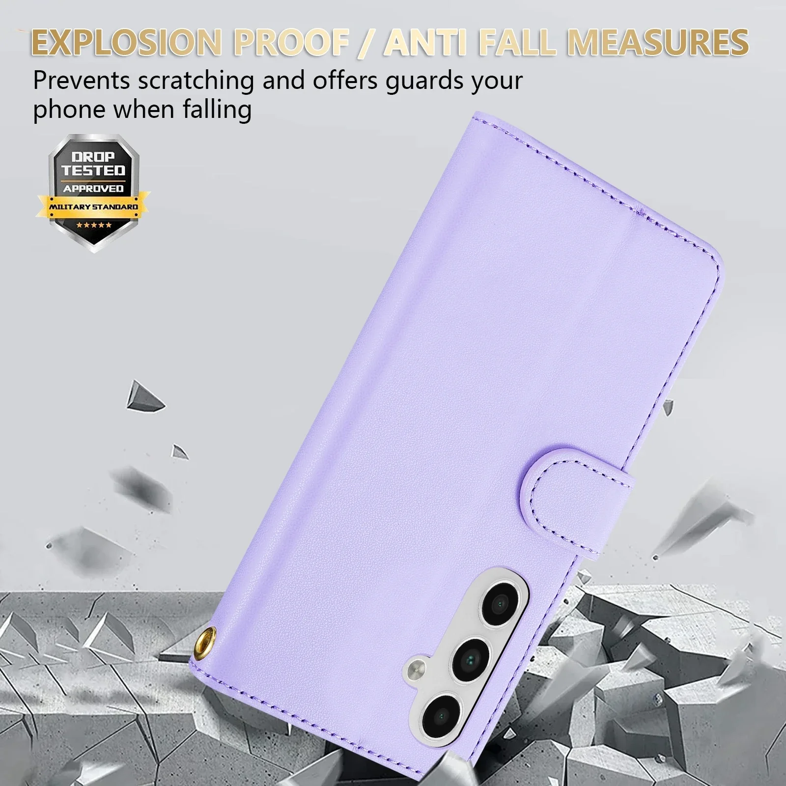 Brieftaschen-Lederhülle mit Reißverschluss, Kartenfächern, Ständer und Magnetverschluss für Samsung Galaxy S26 Ultra S25 Plus S24 FE S23 S22 – Detail 13
