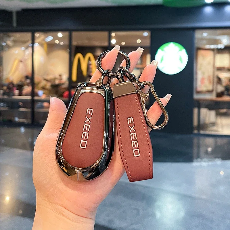 for Chery Exeed VX RX CDM FL LX TXL PHEV Car Key Case Remote Cover Shell Keychain Housing Ring Holder Fob Interior Accessories