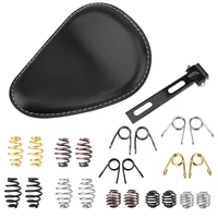 Asiento de cuero para motocicleta, asiento individual de cuero negro Retro para Harley Custom Chopper Bobber Honda Yamaha Kawasaki Suzuki