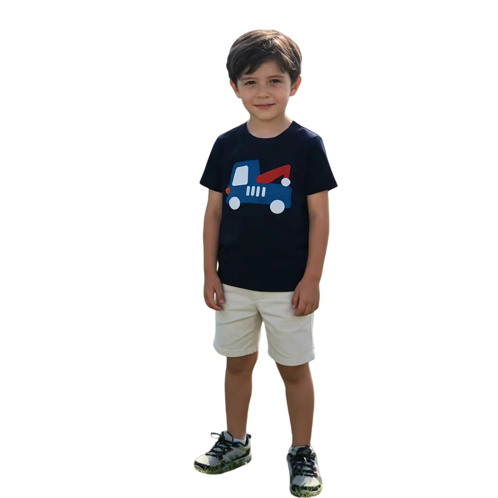 

Jumping Meters Kids Summer T-Shirt 2-7T Boys Girls Short Sleeve Embroidery Cars Fashion Tops Baby Clothes