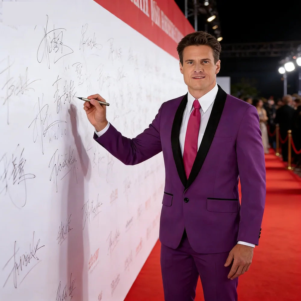 

Men's Casual Lapel Xale Smalking Slim Fit Wedding Suit Single-Button Blazer Party Festive Two-Piece Suit Set