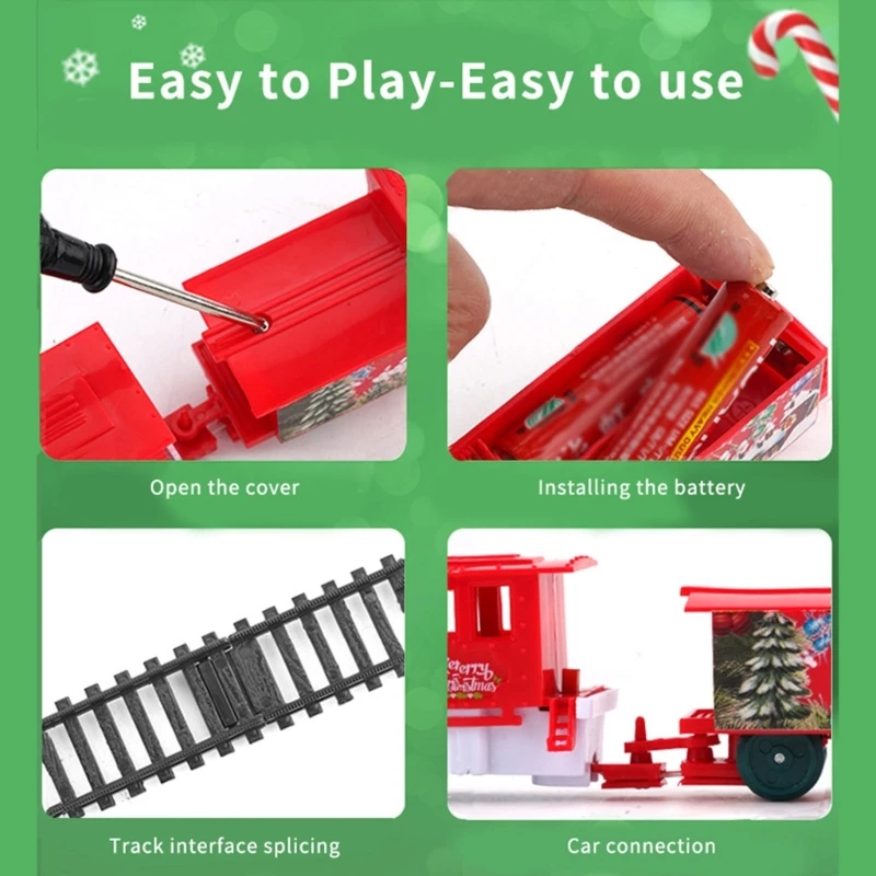 Christmas Themed Train Set Accessory for Kids With Track And Interactives