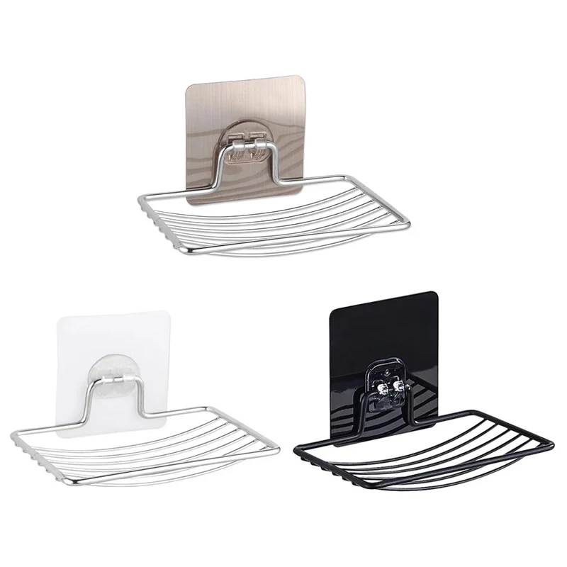 

Soap Rack Wall-Mounted Soap Holder Stainless Steel Rack Bathroom Self Adhesive