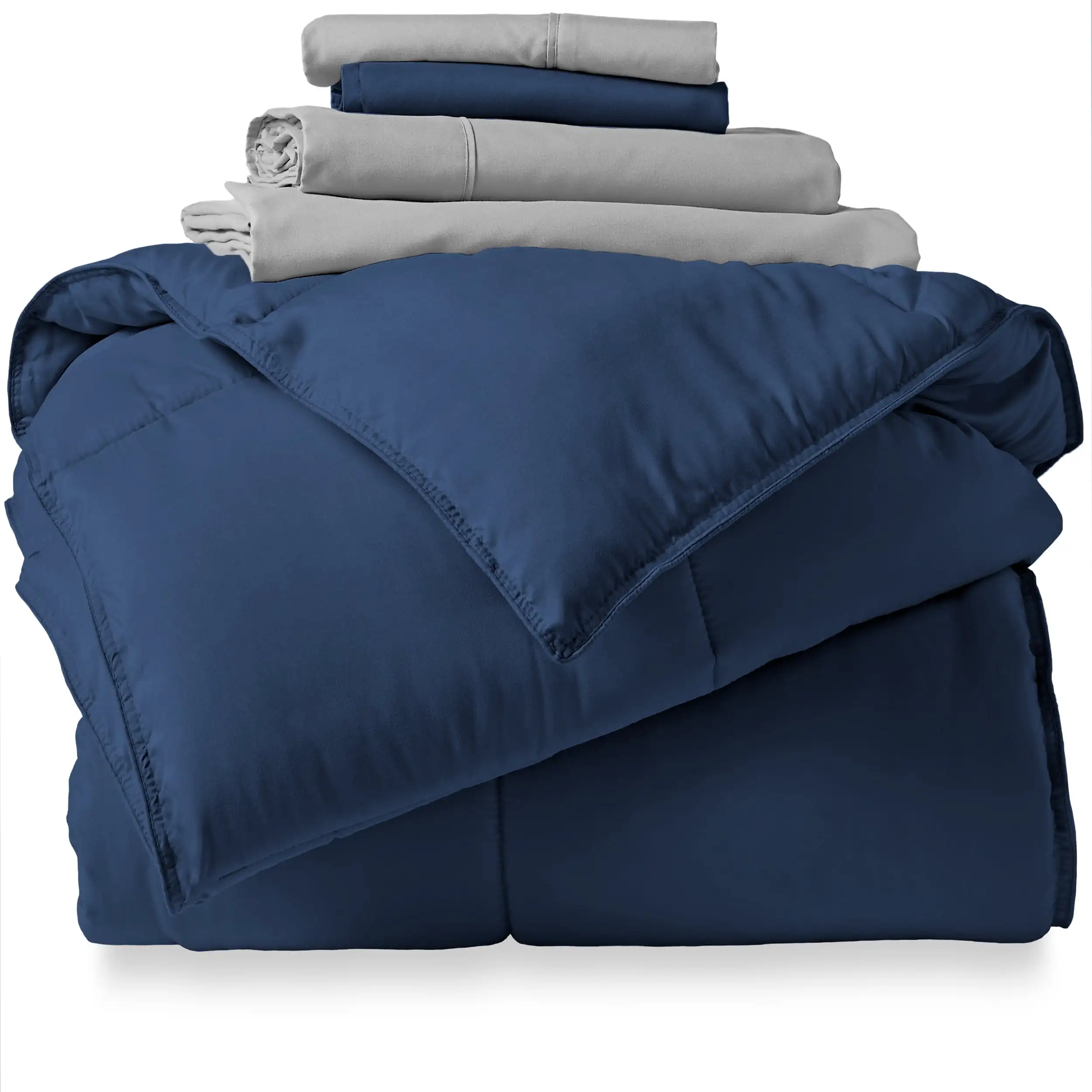 

Microfiber 5-Piece Dark Blue and Light Gray Bed in a Bag, Twin