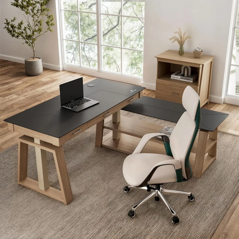 

Ark EX, 60x26 Executive Standing Desk,l Shaped Standing Desk,Adjustable Height Office Desk with Drawers,Computer Desk with Stor