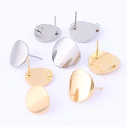 10pcs Stainless Steel Round Curve Pad Earring Posts Studs Diy Earrings Connector Findings For Jewelry Making Supplies