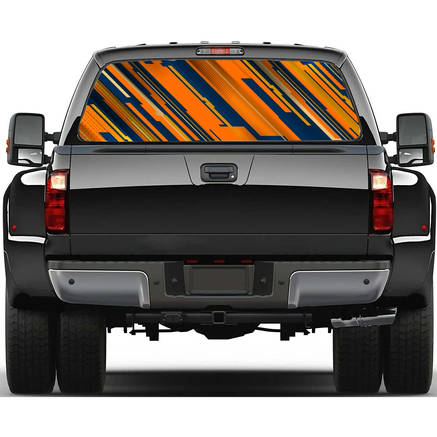 Geometric Cyber Overlap Rear Window Decal Fit Pickup,Truck,Car Universal See Through Perforated Back Windows Vinyl Sticker