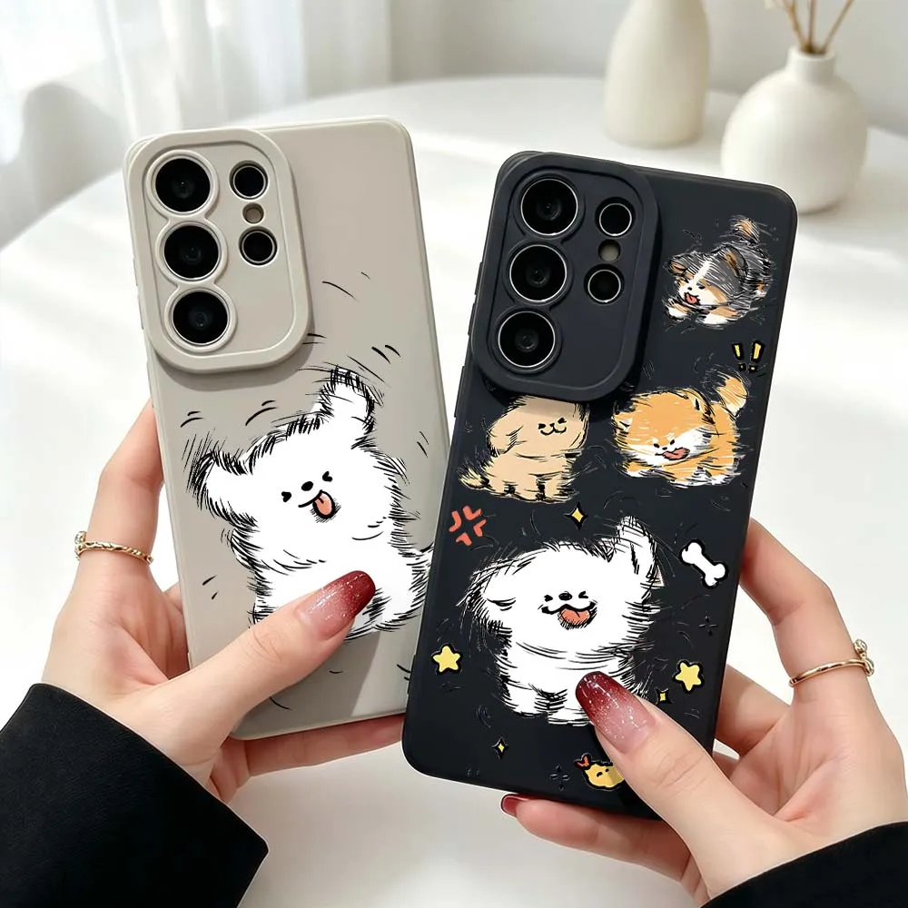 Cartoon Shaggy Dog Yawn Silicone Cover For Samsung Galaxy S26 S25 S24 S23 S22 S21 Ultra Plus FE Drop-resistant Phone Case