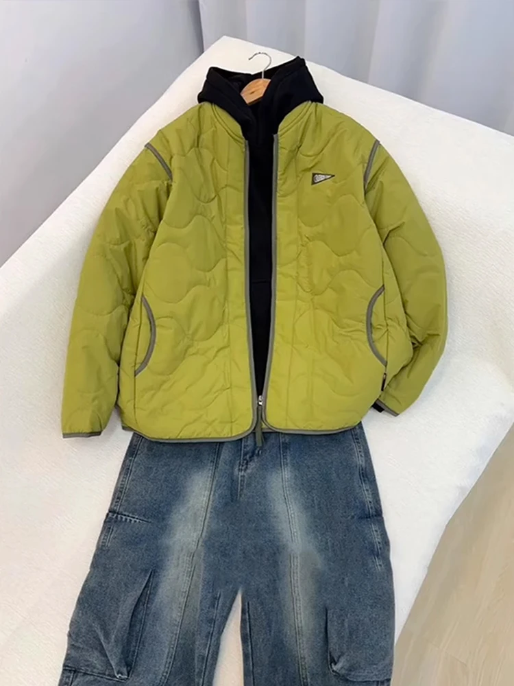 

Lightweight Cotton Jaet Men's Sle Winter Gourd Pattern Couple's Wear Warm Baseball Coat Loose Fit Youth Faion
