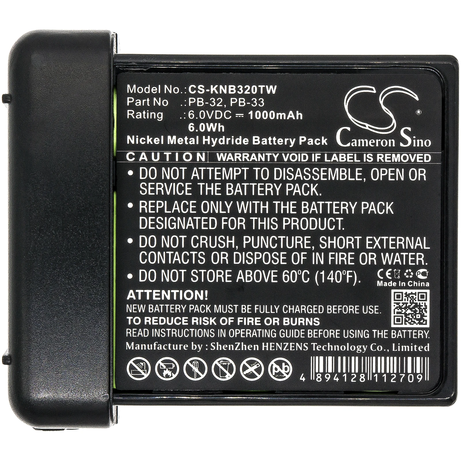 1000mAh 6.0V 6.00Wh Two-Way Radio Ni-MH Battery for KENWOOD PB-32 PB-33 PB-34 PB-32H TK-208 TK-308 TH-22AT TH-42AT TH-20B TH-30B