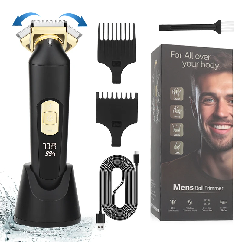 Unicorn NEW Body Hair Trimmer Skin Safe Trimmer Ceramic Blade IPX6 Waterproof 5 Gears Speeds Zero Gap For Men Ball Shaver