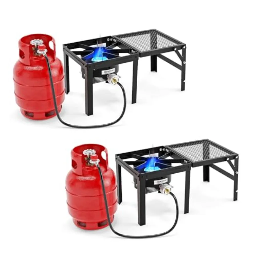 

100000 BTU Propane Stove with Foldable Side Shelf for Outdoor Cooking Single Burner Gas Stove with Regulator Ideal for Camping