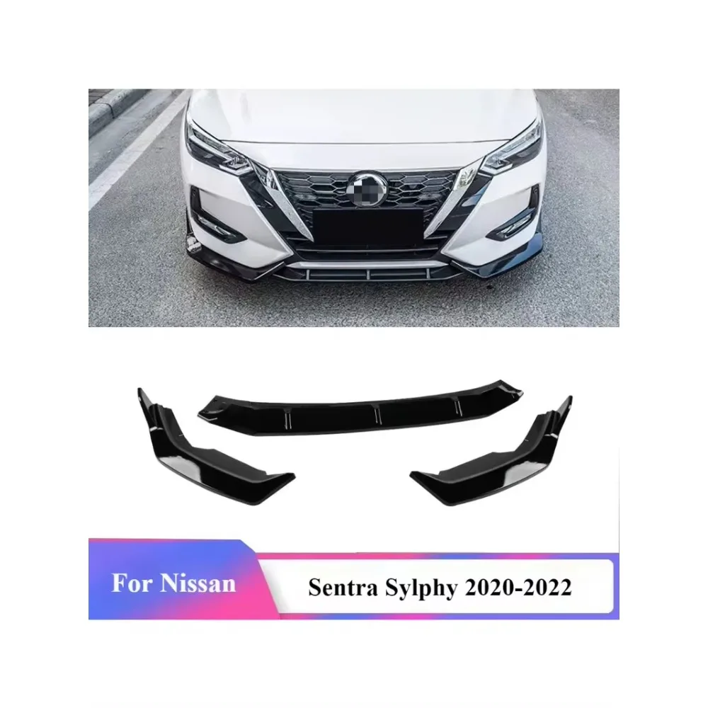 

Front Lip Front Bumper Lip Spoiler Splitters Body Kit Aprons Cover Guard Trim Gloss Black For Nissan Sentra Sylphy 2020-2022