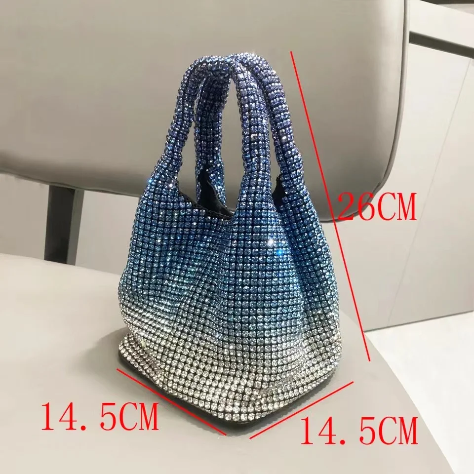 Handle Rhinestones Evening clutch Bag Purses and handbag luxury Designer hobo shoulder bag Shiny Crystal Clutch purse bucket bag