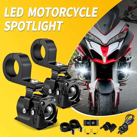 2PCS For YAMAHA YZF FZ6 R1 R3 R6 R15 R25 MT07 MT09 XSR700 900 MT03 MT10 LED Auxiliary Spotlight Headlamps Flasher Moto Fog Lamps