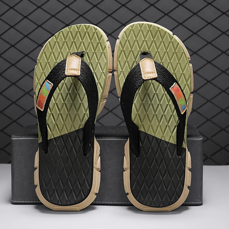 فليب رجالي - يتخبط بشعارات ملونة. شباشب يومية كاجوال، صنادل شاطئ خارجية #5