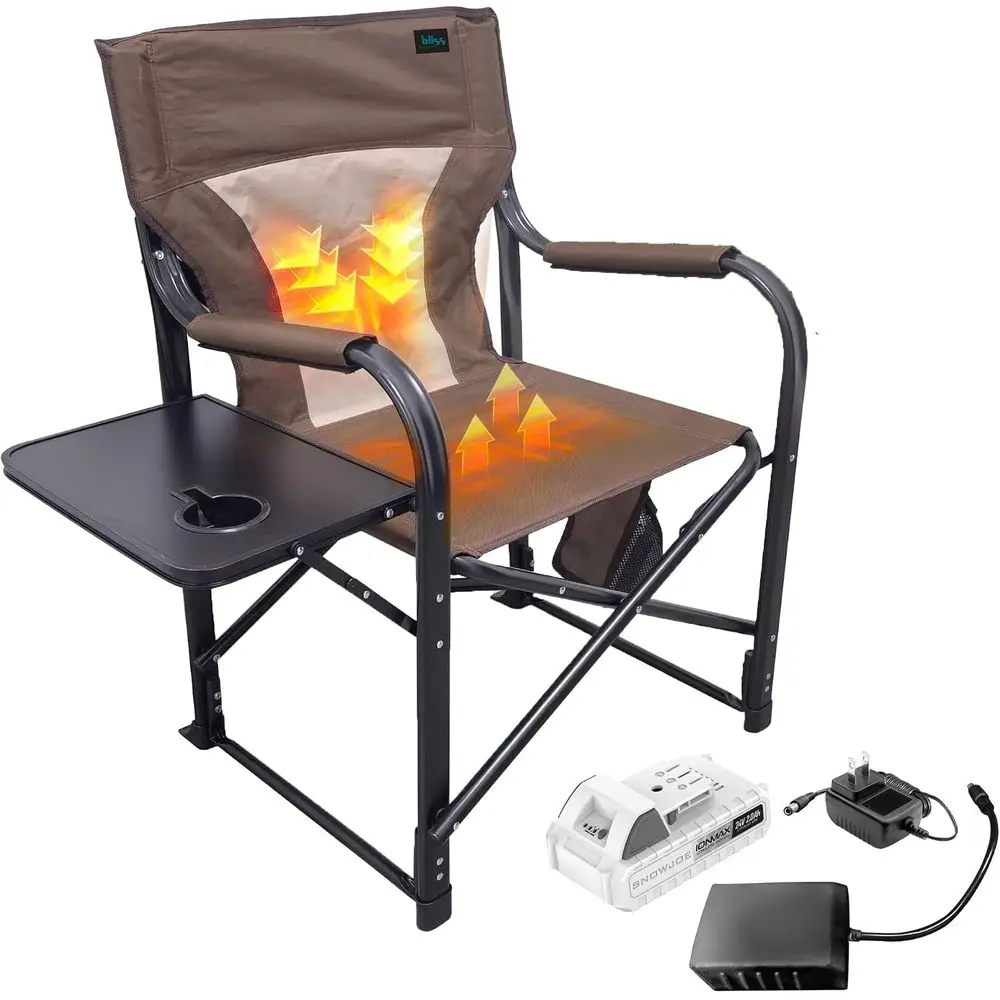Portable 21 Steel Frame Camping Chair with 3-Level Heating, Brown