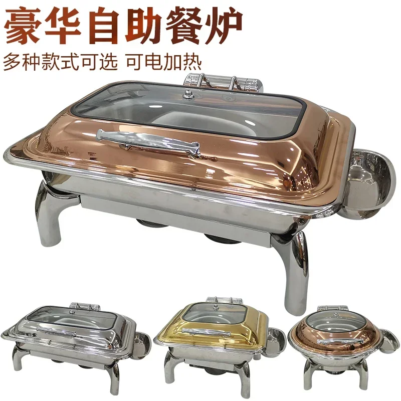 Hydraulic buffet holding furnace electric heating square flip Buffy chafer chaffi stainless steel hotel breakfast chafing dishes