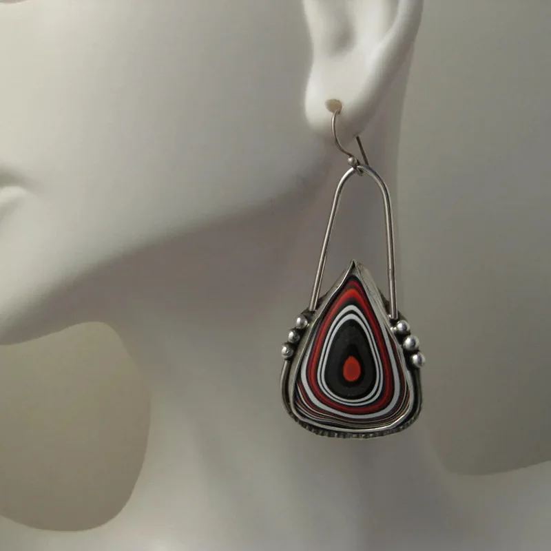 Vintage Teardrop Enamel Unique Charm Women's Earrings Hot Sale Abstract Pattern Drop Earrings Wholesale