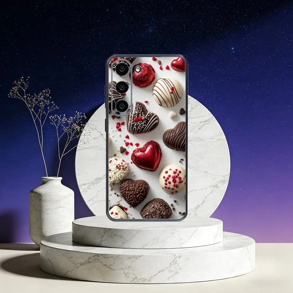 حافظة هاتف سي شوكولاتة لهاتف سامسونج جالاكسي A73، A72، A71، A70، A53، A52، A51، غطاء أسود ناعم آخر