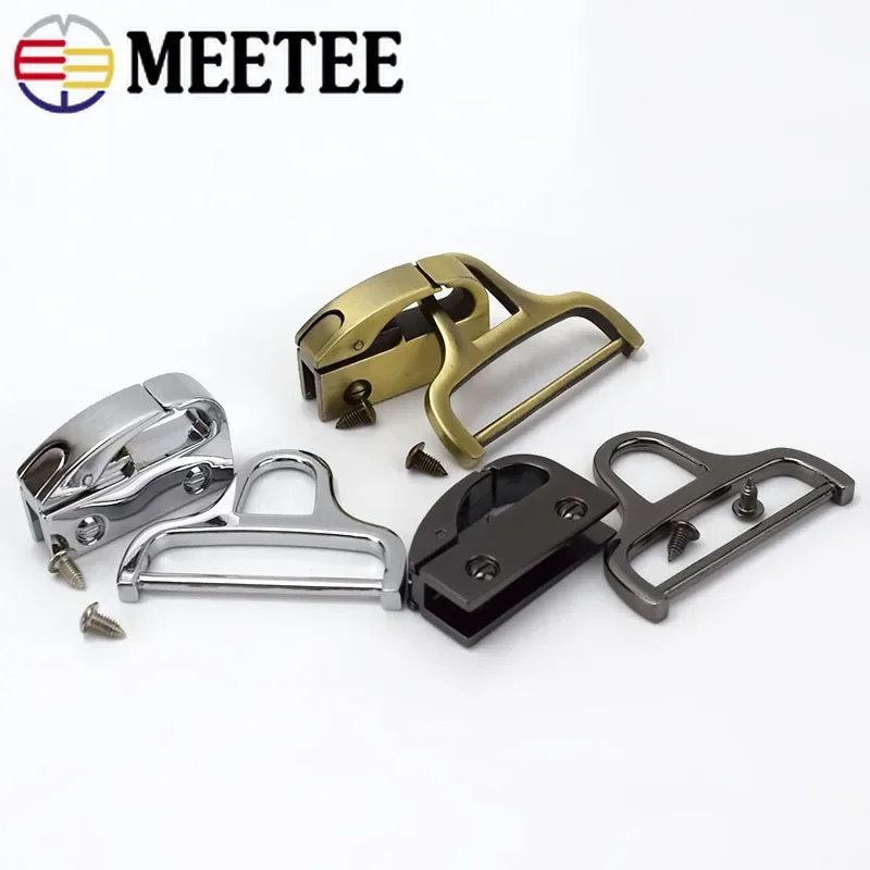 2/4sets Meetee Metal Bag Side Clip Buckles for Handbag Strap Belt Clasp Screw Hook Connector Bags Hanger Hardware Accessories