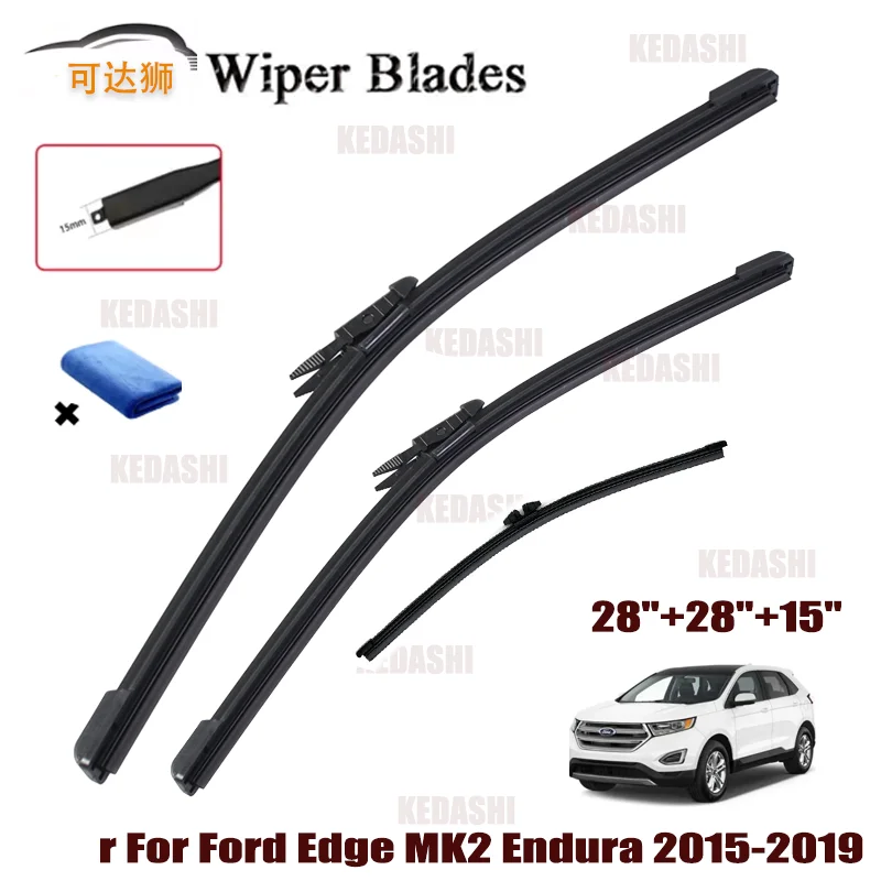 

Car Wiper Blades Front Rear Windshield Wiper Blades Set of 4 For Ford Edge MK2 Endura 2015-2019 28"+28"+15"