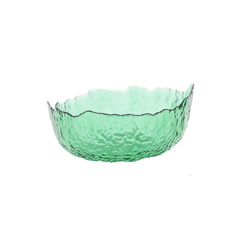 New Japanese Style Green Glass Bowl with Glod Rim Salad Fruit Soup Dessert Snack Foods Mixing Bowl Tea Wash Large