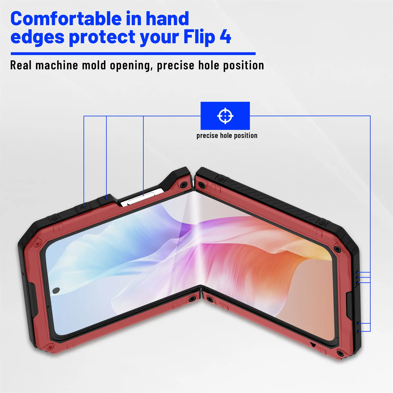 for Samsung Galaxy Z Flip 4 Metal Case with Kickstand, 3 Layers Full Body Protective Shockproof Aluminium Cover for Z Flip 4
