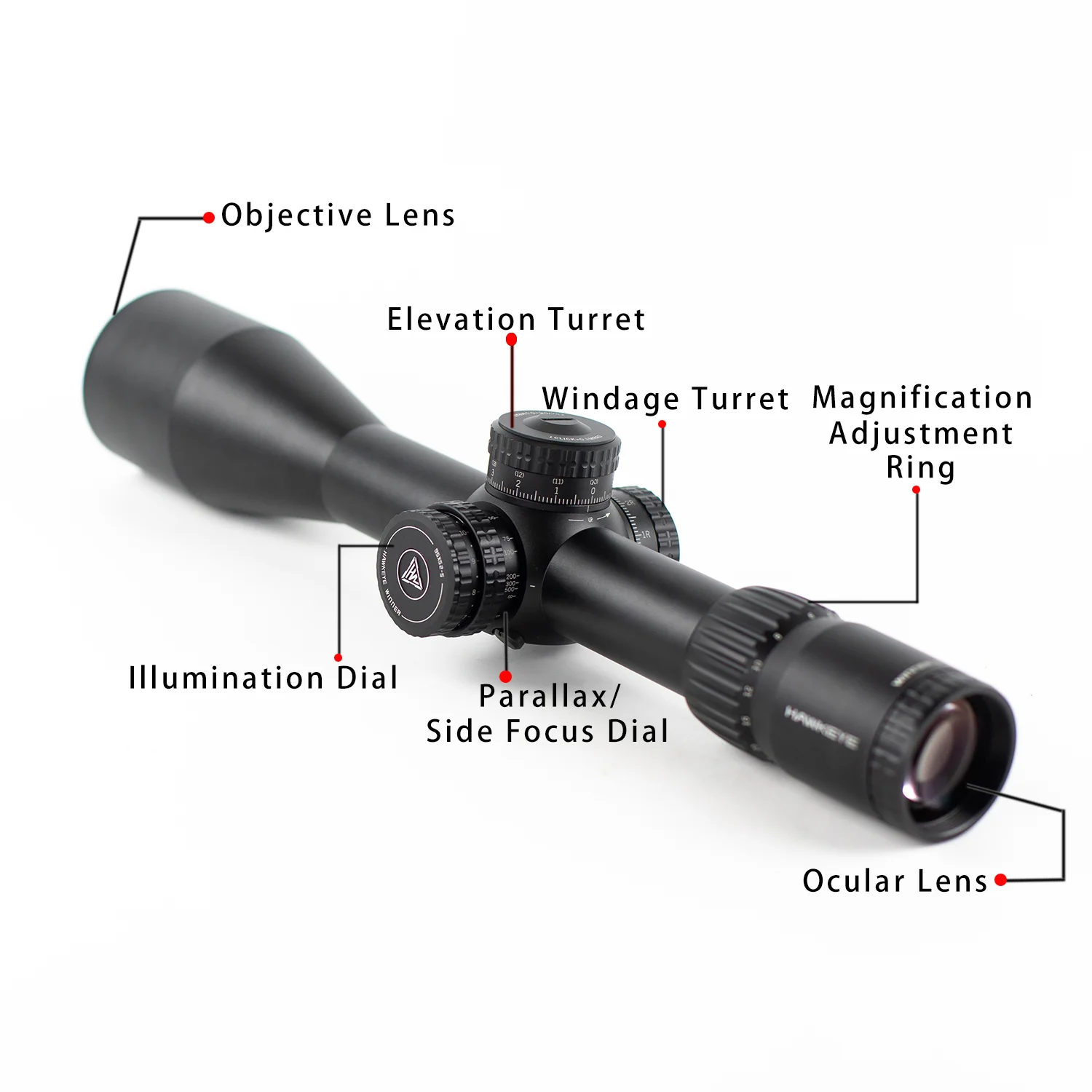 HAWKEYE OPTICS WINNER 5-25X56 FFP IR First Focal Plane .338 Shockproof Illumination Sniper Air Rifle Scope