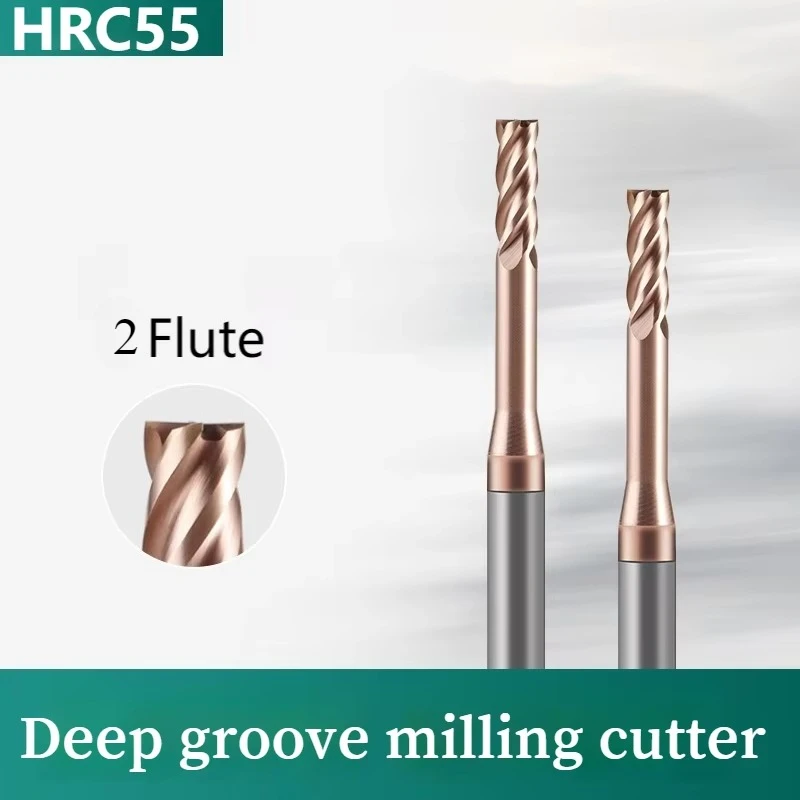 1pc HRC55  2Flute Carbide Micro End Mill CNC Deep Groove Long Neck Endmills 0.3MM Processing Wood Tool Milling Cutter Routerbits