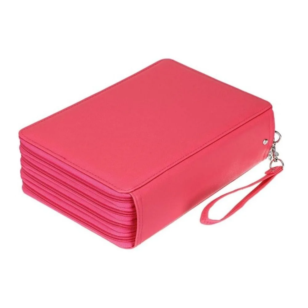 

200 Holes Colored Lead Pencils Storage Bag 5 layer Stationery Large Capacity Case Holder PU Leather Waterproof Student Pen Case