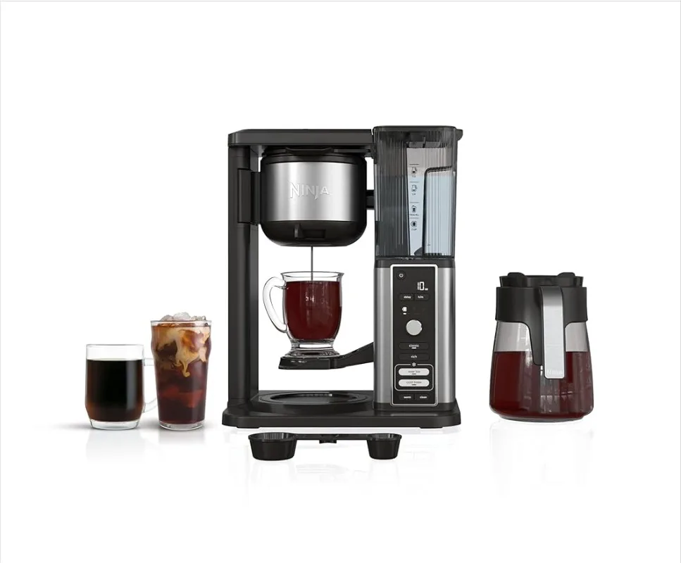 

Hot & Iced XL Coffee Maker, 4 Brew Styles, Single-Serve Coffee Brewer, 12-Cup Carafe，Permanent Filter，Removable Reservoir，CM371