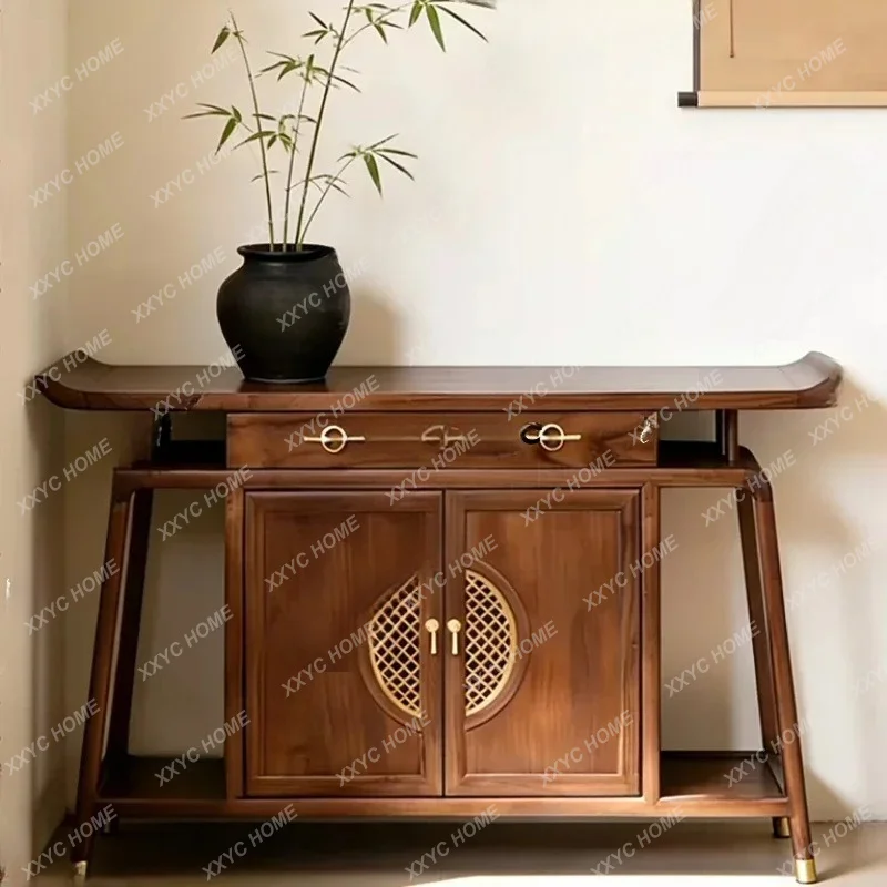 

New Chinese-style entrance cabinet Solid wood entrance table Solid wood Zen decorative end view tableTJ