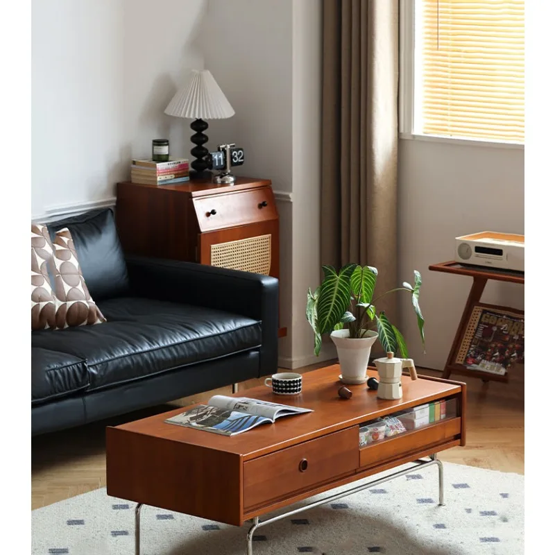 Home multifunctional drawer storage, small table, vintage storage sofa side table for living room