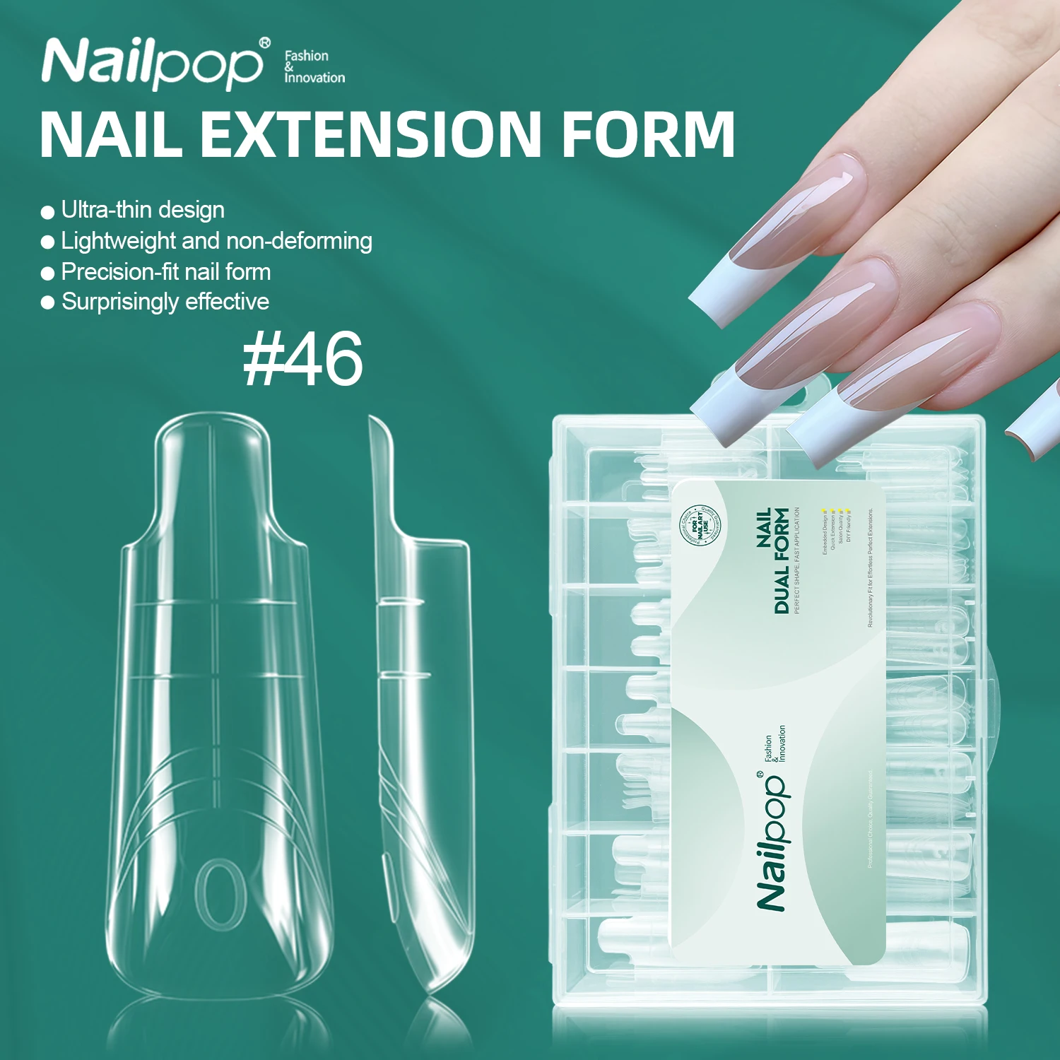 Nailpop Nail doble forma 14 tamaños doble forma para Polygel Builder Gel fácil hogar extensiones de uñas principiantes herramientas sándwich 70/140 Uds