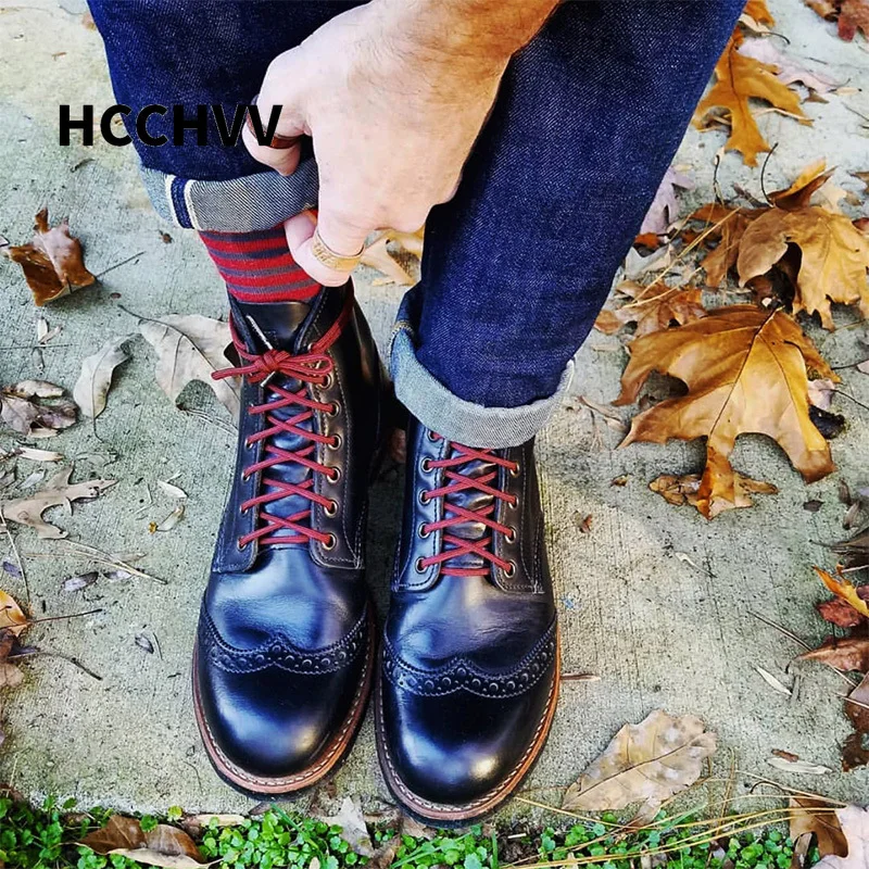 zapatos de hombre European Brock wind casual black workwear short boots men women leather high-gang Vintage shoes chelsea boots