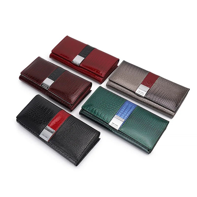 Western Cowhide Leather Hasp Phone Bag Women Wallet Fashion Large Capacity Card Holder Purse for Ladies