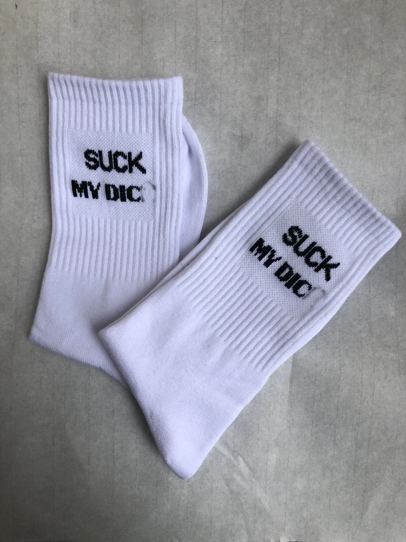 Fashion White Unique Design Letter Socks Sexy Men Socks Comfortable