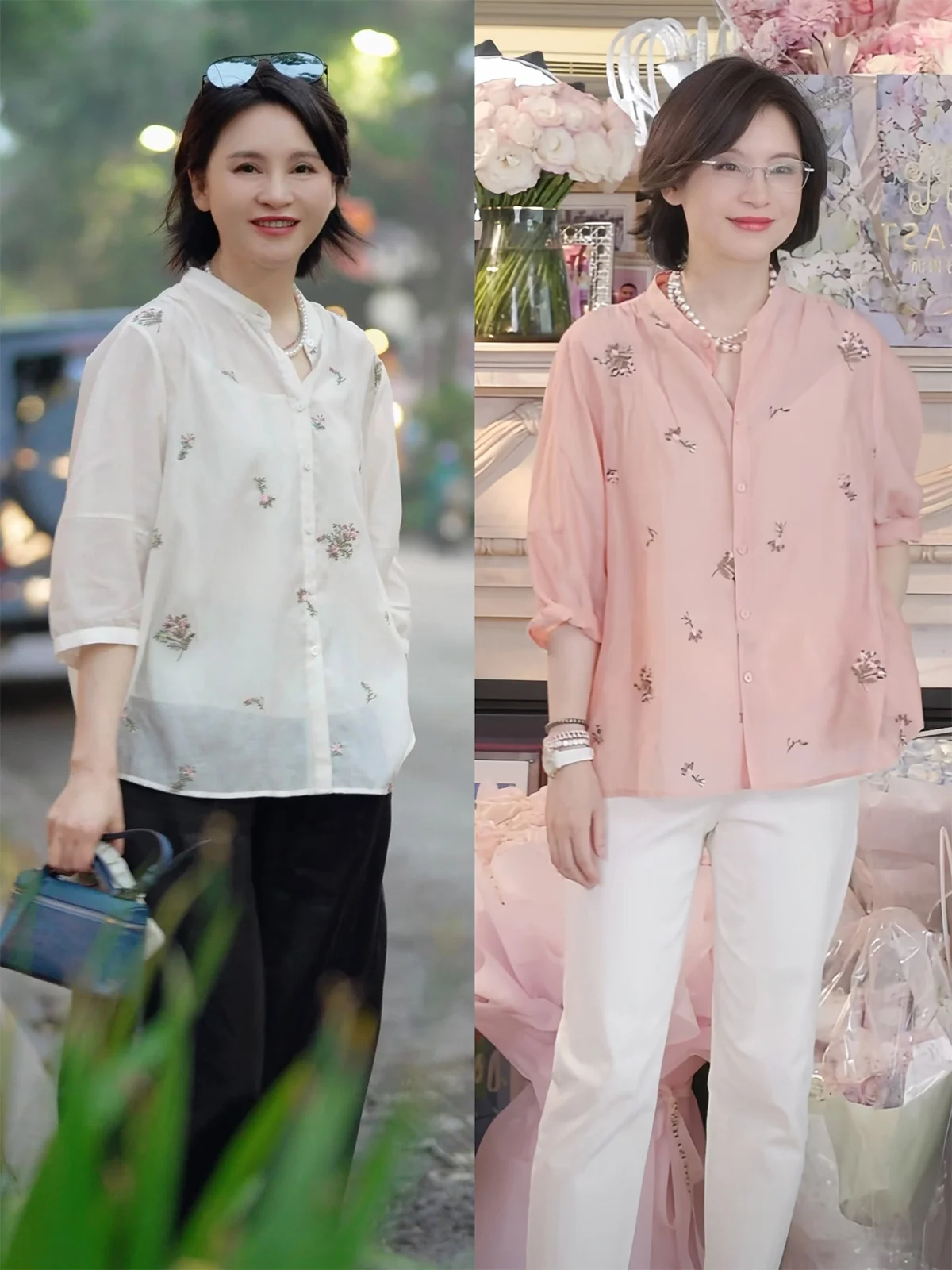 

Блузка Mokai Silk ell на пуговицах, с вышивкой, из хлопка и шелка, повседневная, свободного кроя, с рукавом 3/4